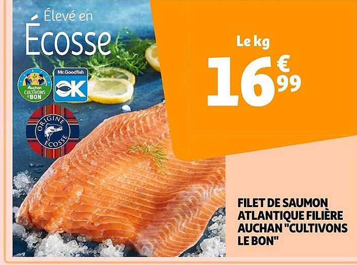 filet de saumon atlantique filière auchan "cultivons le bon"