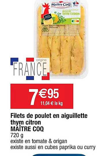Filets De Poulet En Aiguillette Thym Citron Maître Coq