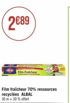 film fraîcheur 70% ressources recyclées albal