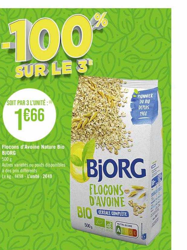 flocons d'avoine nature bio bjorg