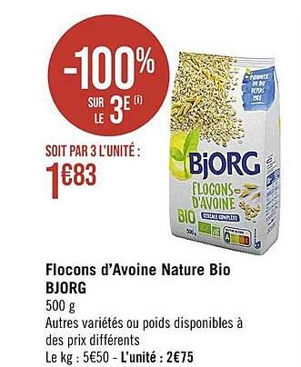 Flocons D'avoine Nature Bio Bjorg