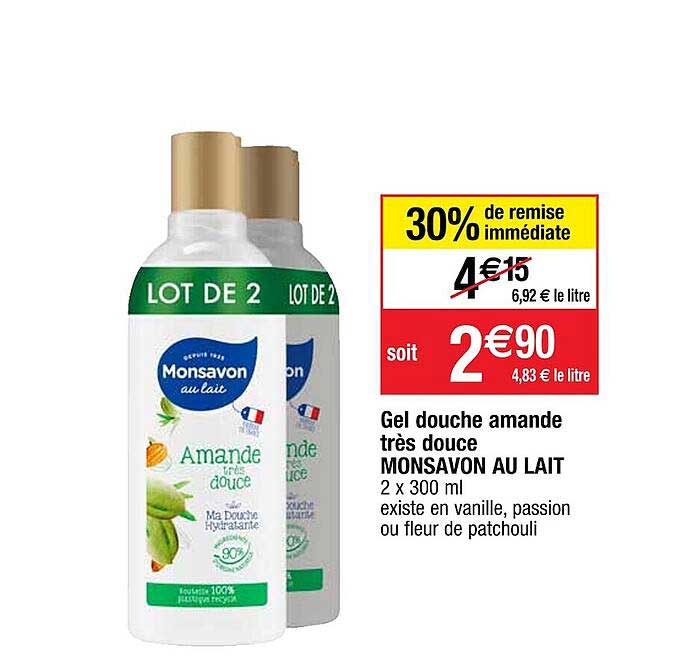 gel douche amande très douce monsavon au lait