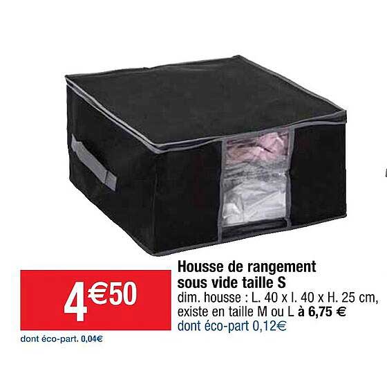 housse de rangement sous vide taille S