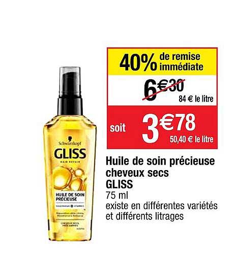 Huile De Soin Précieuse Cheveux Secs Gliss