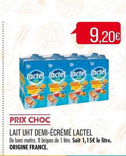 lait uht demi-écrémé lactel