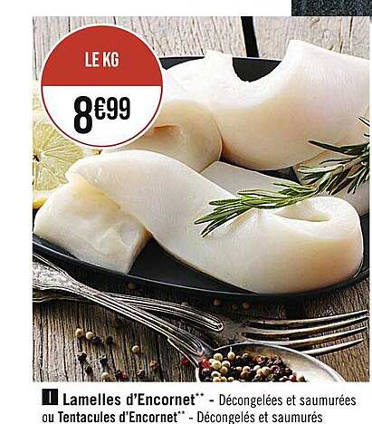 lamelles d'encornet ou tentacules d'encornet