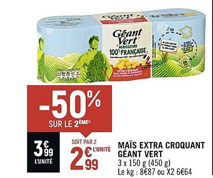 Maïs Extra Croquant Géant Vert