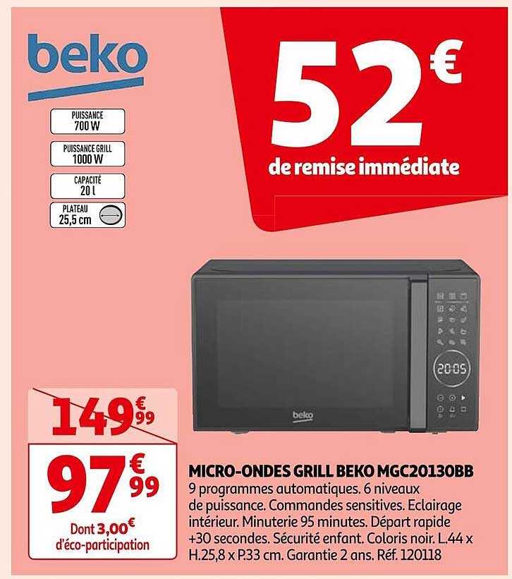 micro-ondes grill beko mgc20130bb