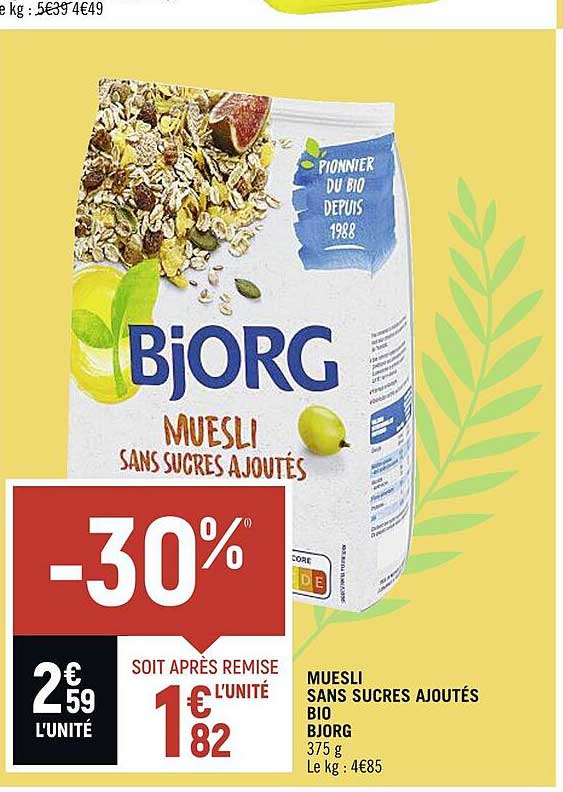 Muesli Sans Sucres Ajoutés Bio Bjorg