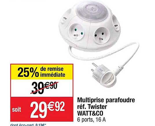 multiprise parafoudre réf. twister watt&co