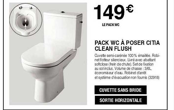 pack wc à poser citia clean flush