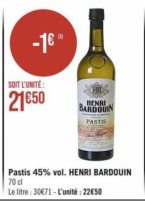 pastis 45% vol. henri bardouin