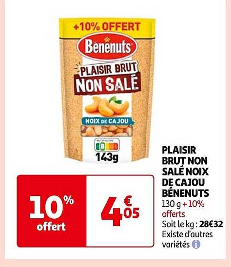 plaisir brut non salé noix de cajou bénenuts