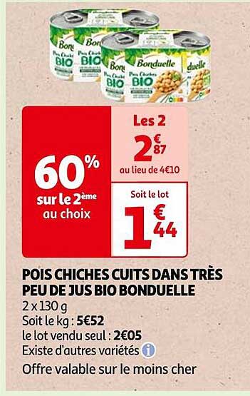 pois chiches cuits dans très peu de jus bio bonduelle
