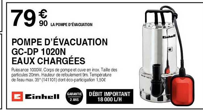 pompe d'évacuation gc-dp 1020n eaux chargées einhell
