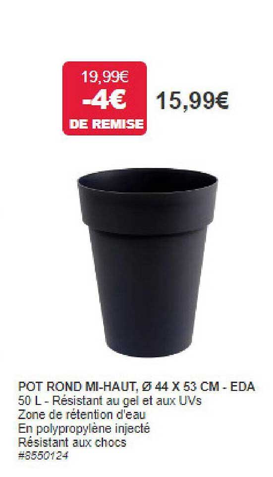 pot rond mi-haut, ø 44 x 53 cm - eda