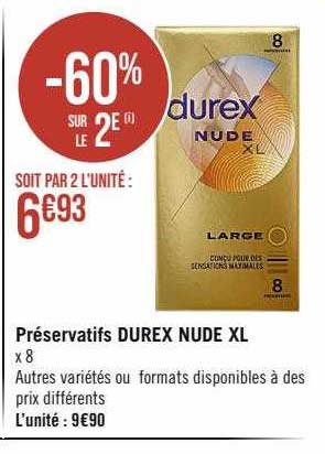 préservatifs durex nude XL