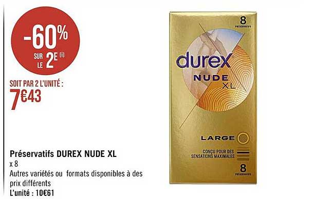 préservatifs durex nude XL
