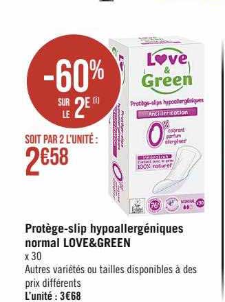 protège-slip hypoallergéniques normal love-green