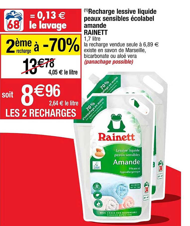 recharge lessive liquide peaux sensibles écolabel amande rainett