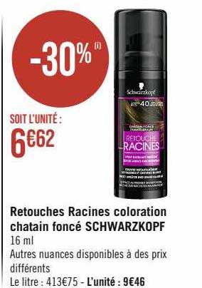 retouches racines coloration châtain foncé schwarzkopf