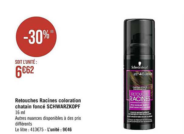 retouches racines coloration châtain foncé schwarzkopf