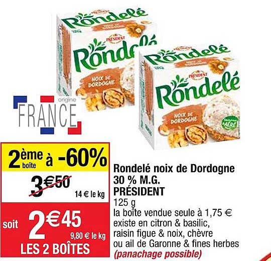 rondelé noix de dordogne 30% m.g président