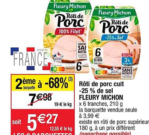 rôti de porc cuit -25% de sel fleury michon