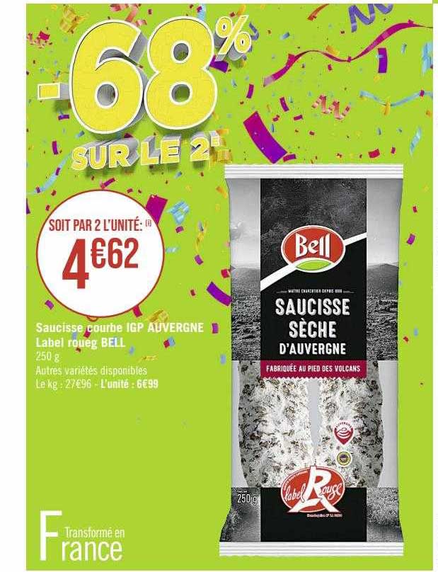 Saucisse Courbe Igp Auvergne Label Rouge Bell