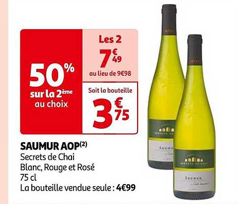 saumur aop secrets de chai blanc, rouge et rosé