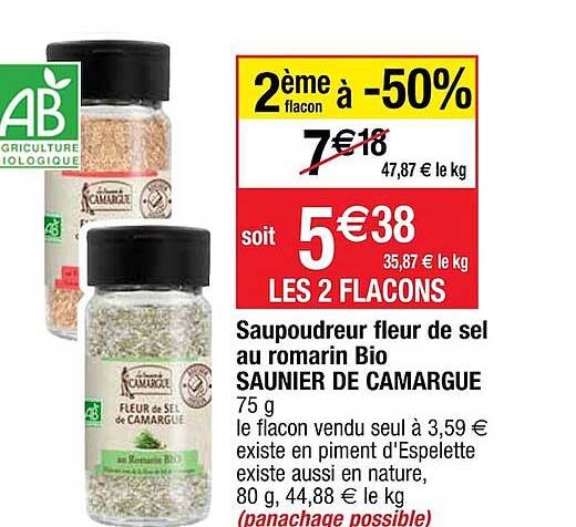 saupoudreur fleur de sel au romarin bio saunier de camargue