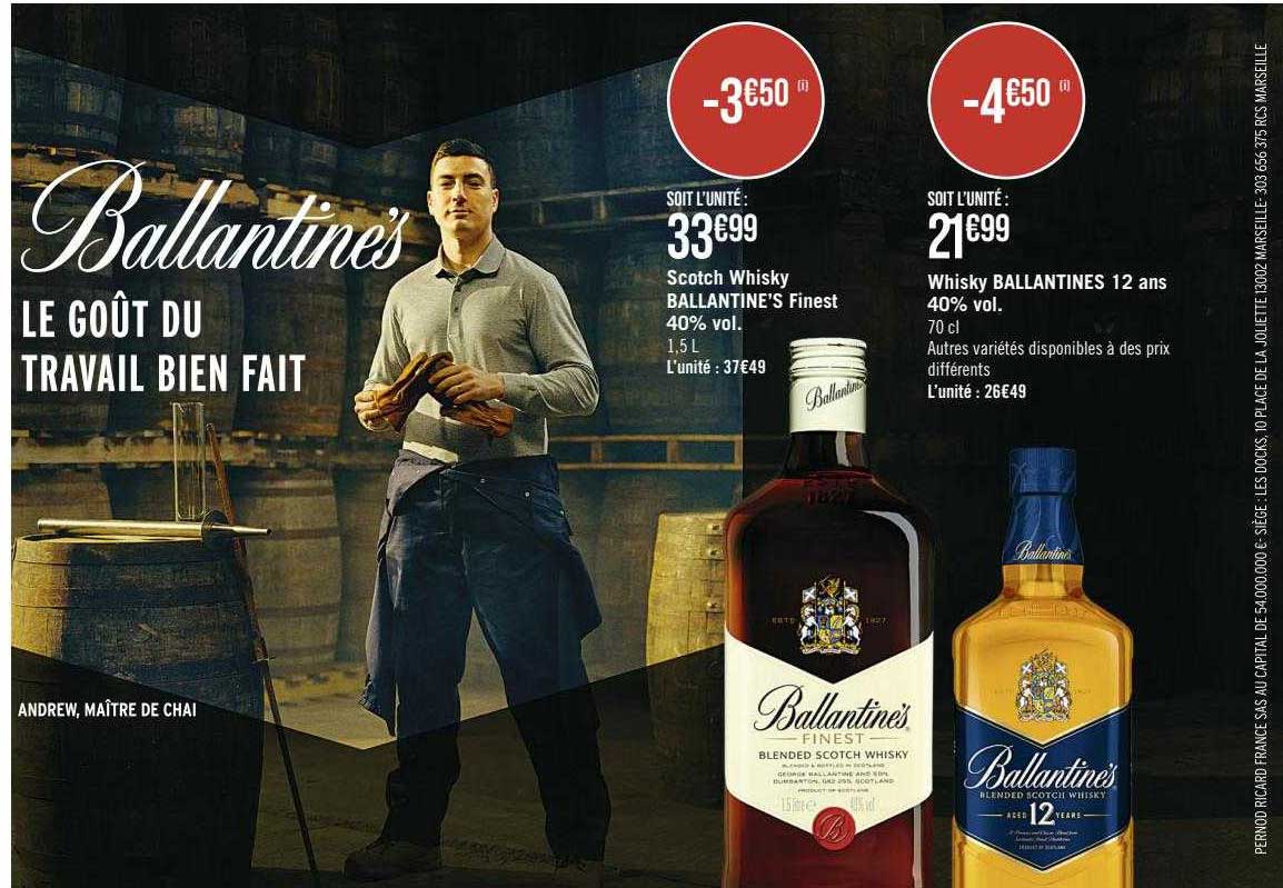 scotch whisky ballantine's finest ou 12 ans 40% vol