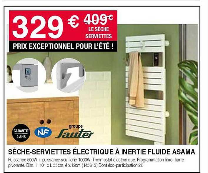 sèche-serviettes électrique à inertie fluide asama