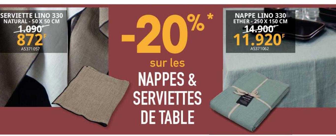 serviette lino 330 natural - 50 x 50 cm, nappe lino 330 ether - 250 x 150 cm