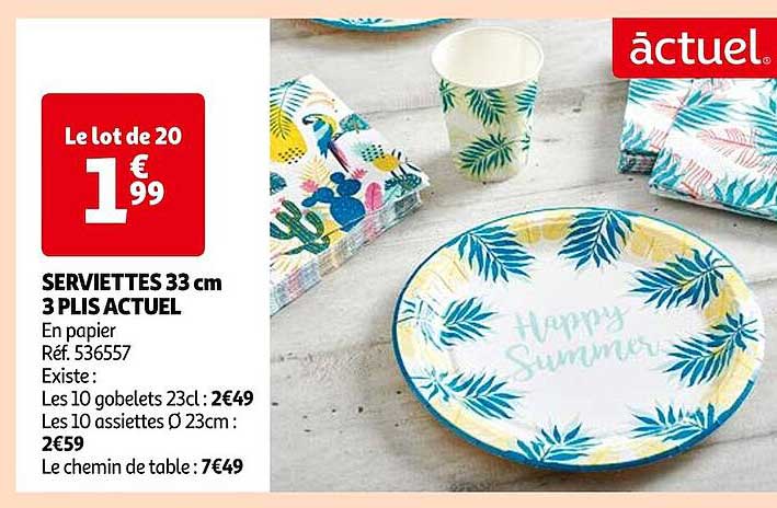 serviettes 33 cm 3 plis actuel