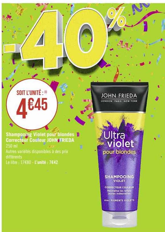 shampooing violet pour blondes correcteur couleur john frieda