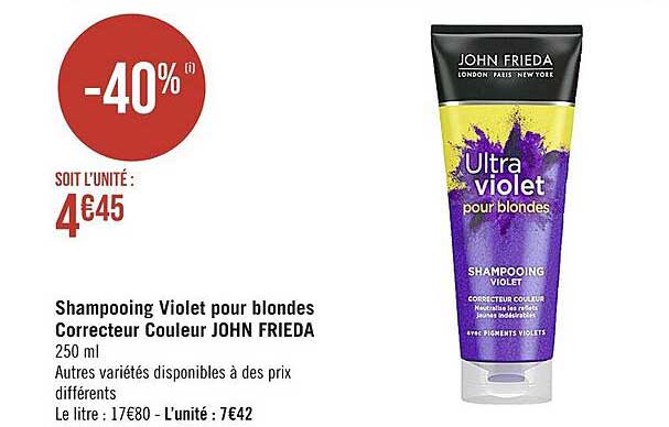 shampooing violet pour blondes correcteur couleur john frieda