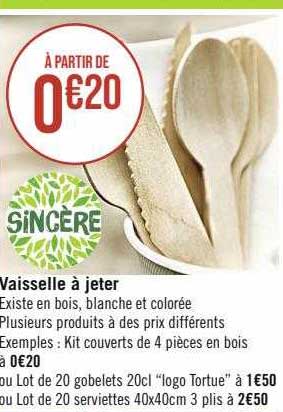 sincère vaisselle à jeter