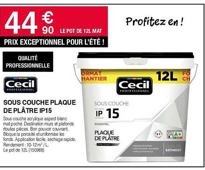 sous couche plaque de plâtre ip15 cecil