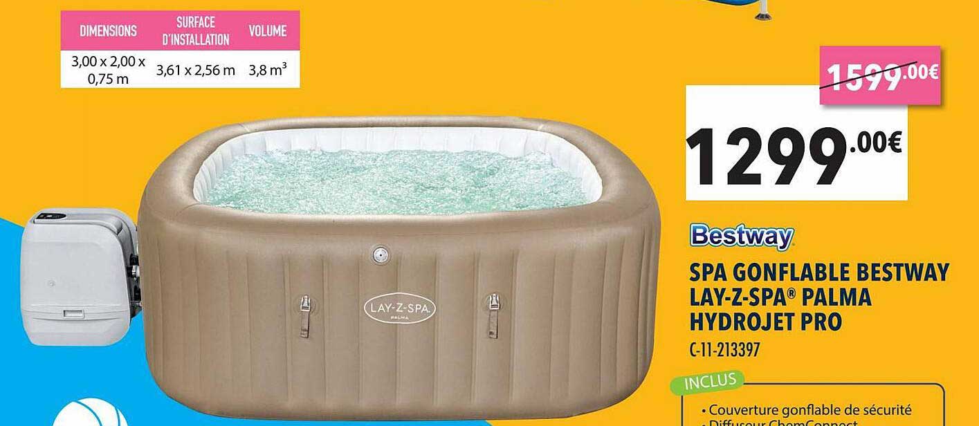 spa gonflable bestway lay-z-spa palma hydrojet pro