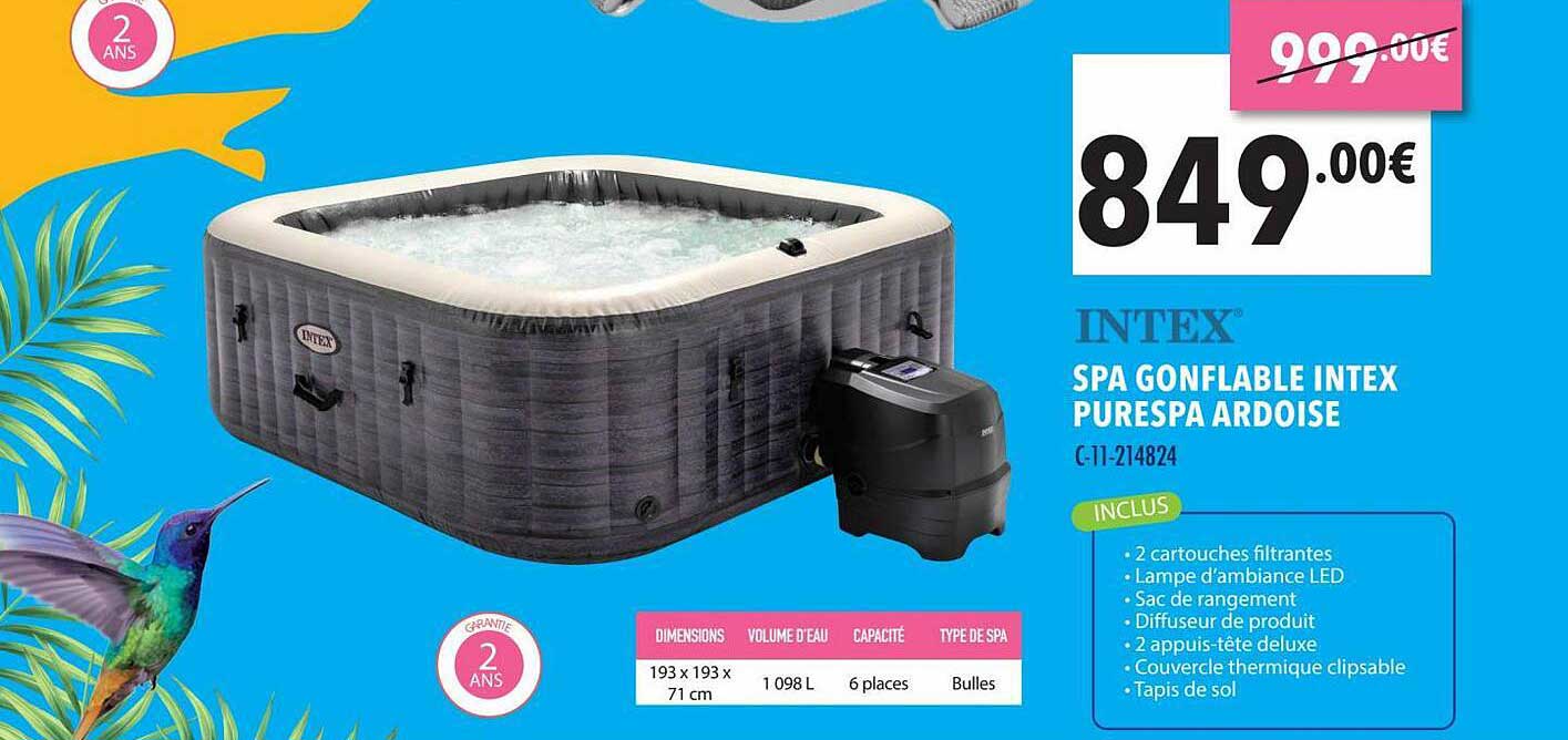 spa gonflable intex purespa ardoise