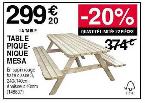 table pique-nique mesa