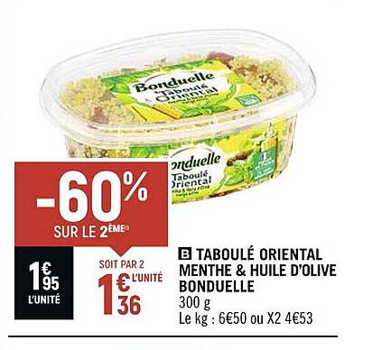 Taboulé Oriental Menthe & Huile D'olive Bonduelle