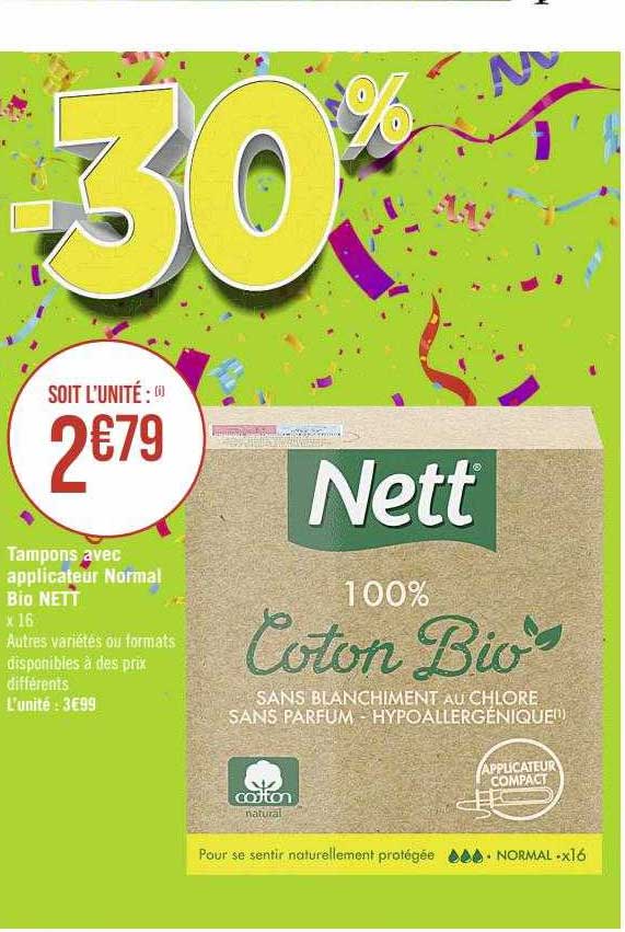 tampons avec applicateur normal bio nett