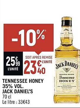 tennessee honey 35% vol. jack daniel's