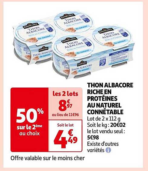 Thon Albacore Riche En Protéines Au Naturel Connétable