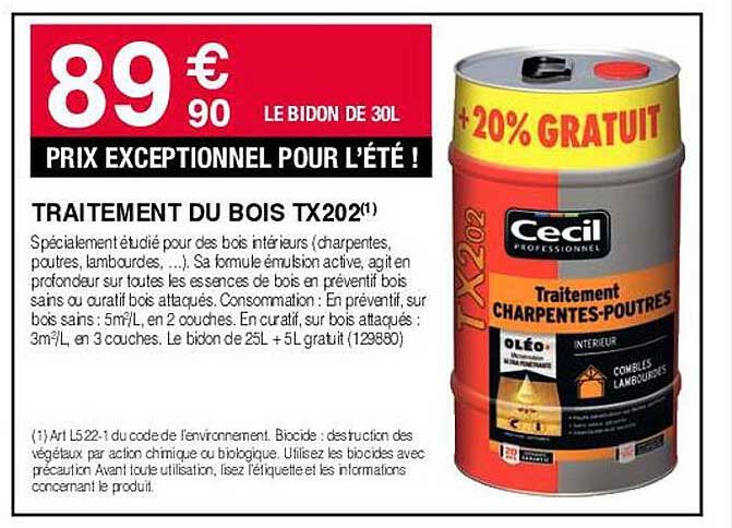 traitement du bois tx202 cecil