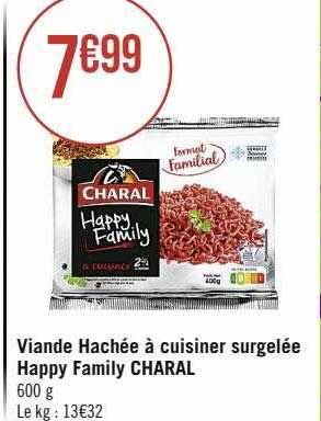 viande hachée à cuisiner surgelée happy family charal