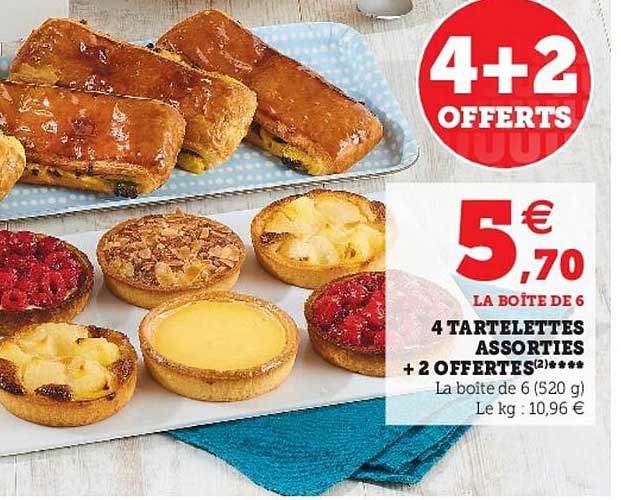 4 tartelettes assorties + 2 offertes