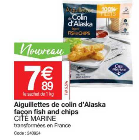 aiguillettes de colin d'alaska façon fish and chips cité marine